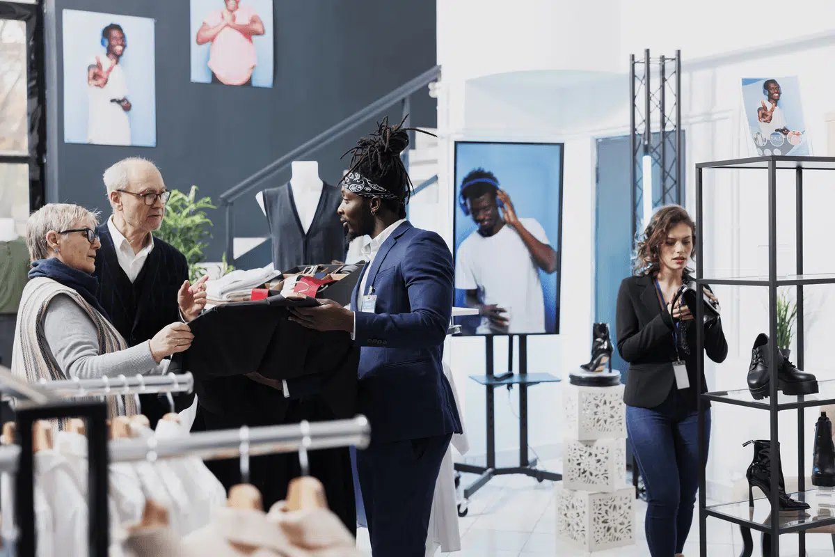 customers interating at a pop up store